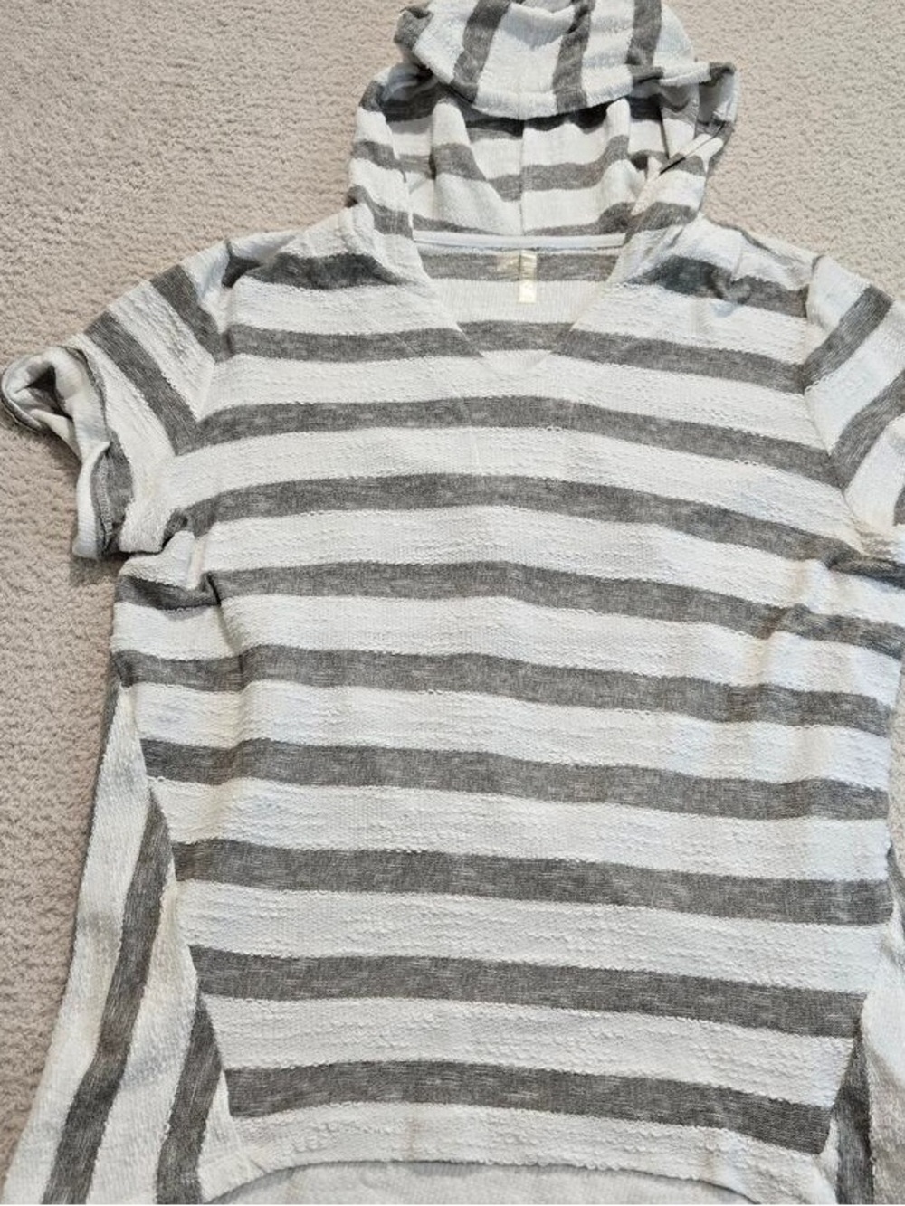 Kids Gray and White Striped Hooded Tee